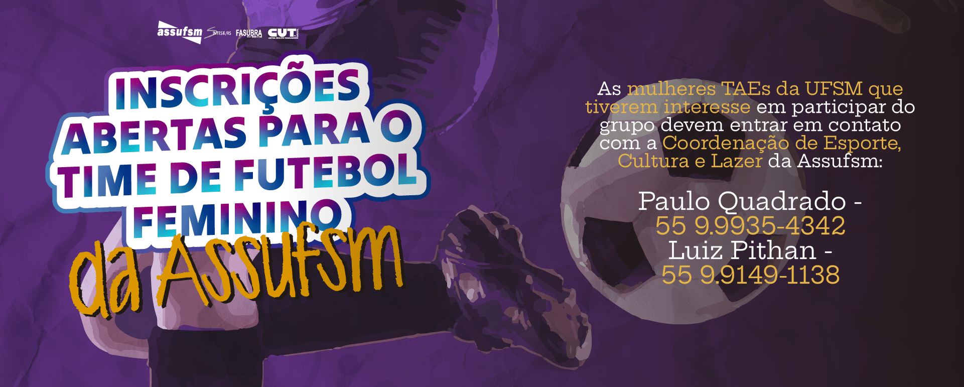 Inscrições abertas para o time de futebol feminino da Assufsm