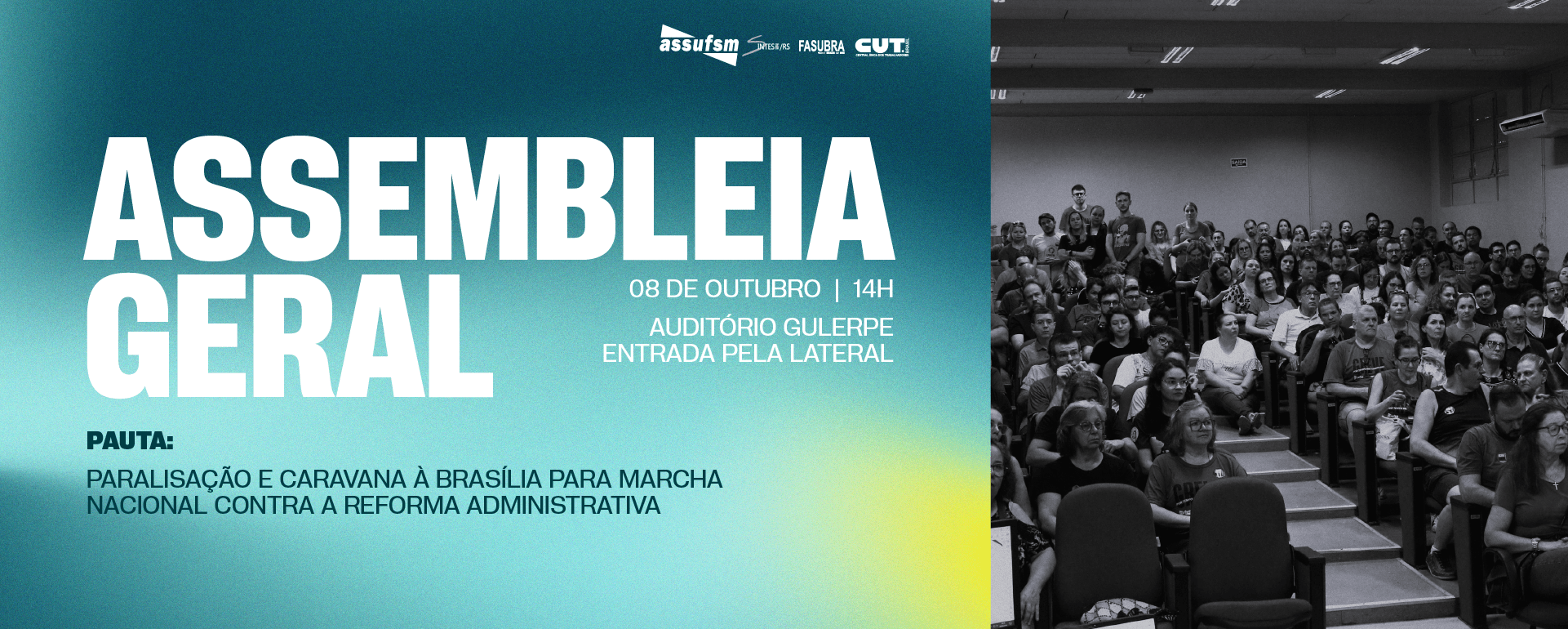 Assembleia na próxima quarta-feira (08) vai discutir paralisação e caravana à Brasília