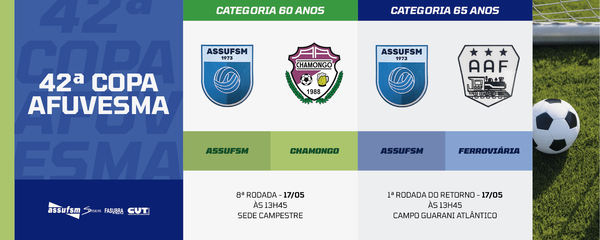 Futebol: confira os jogos das categorias 60 e 65 anos da Assufsm na Copa AFUVESMA 2025