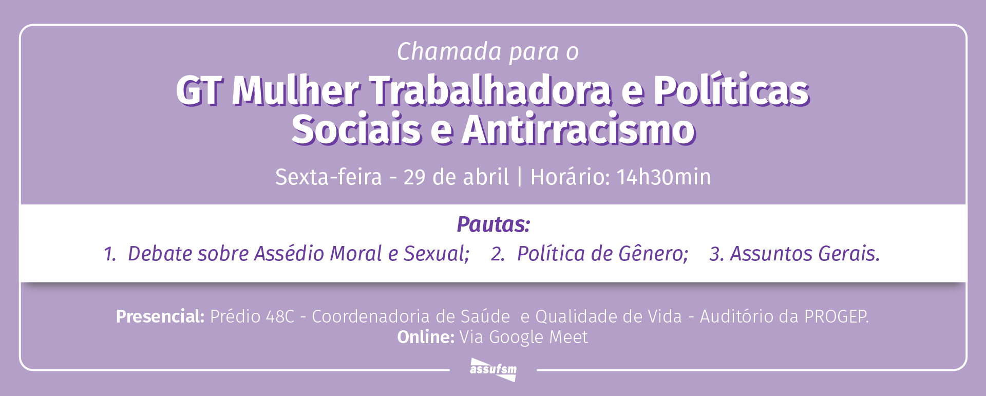 GT Mulher Trabalhadora e Políticas Sociais e Antirracismo volta com atividades e será de forma híbrida