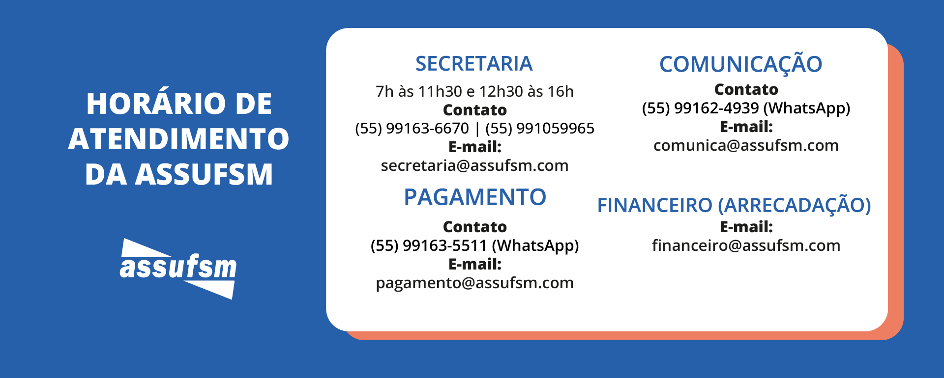 Atente-se aos horários e contatos da Secretaria a partir de segunda-feira (04)