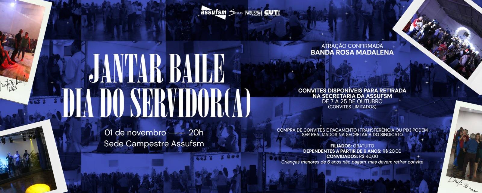 Assufsm promove Jantar Baile do(a) Servidor(a) Público(a): ingressos podem ser retirados na Secretaria até dia 25 de outubro