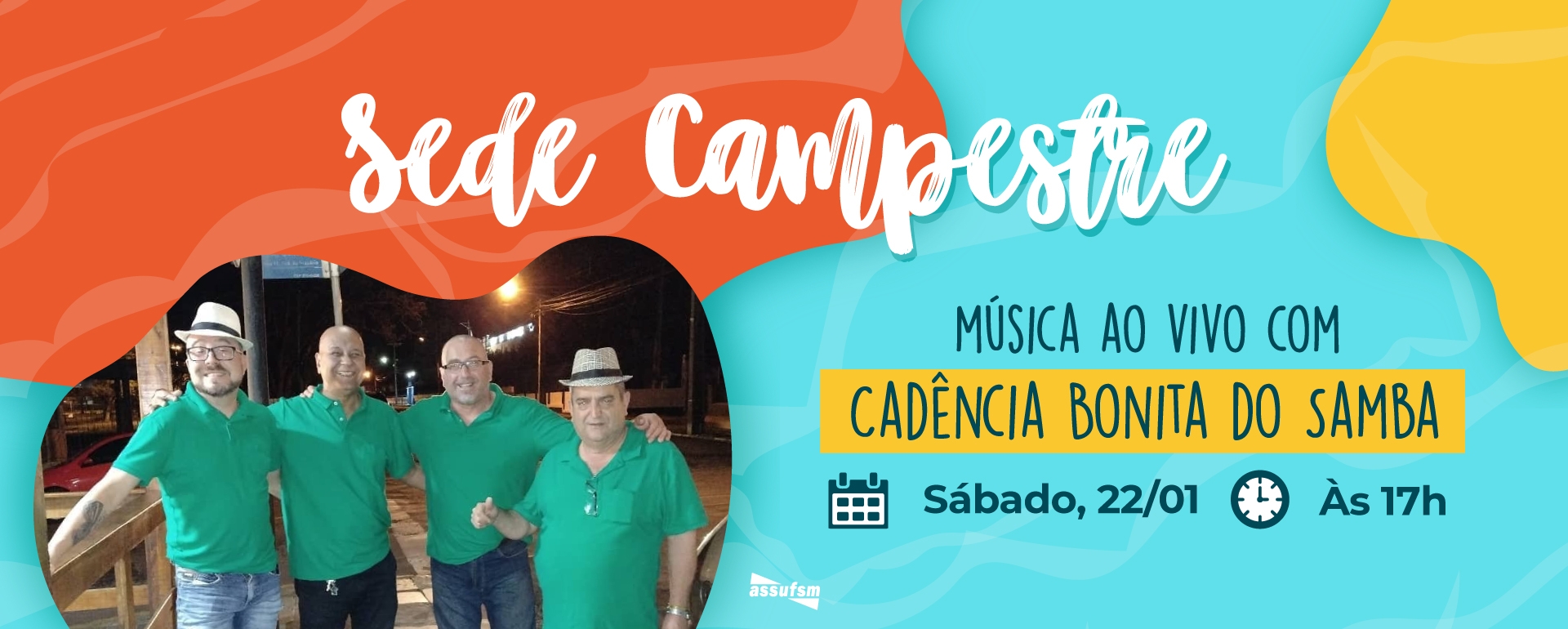 Happy Hour, na Sede Campestre, terá participação do grupo Cadência Bonita do Samba