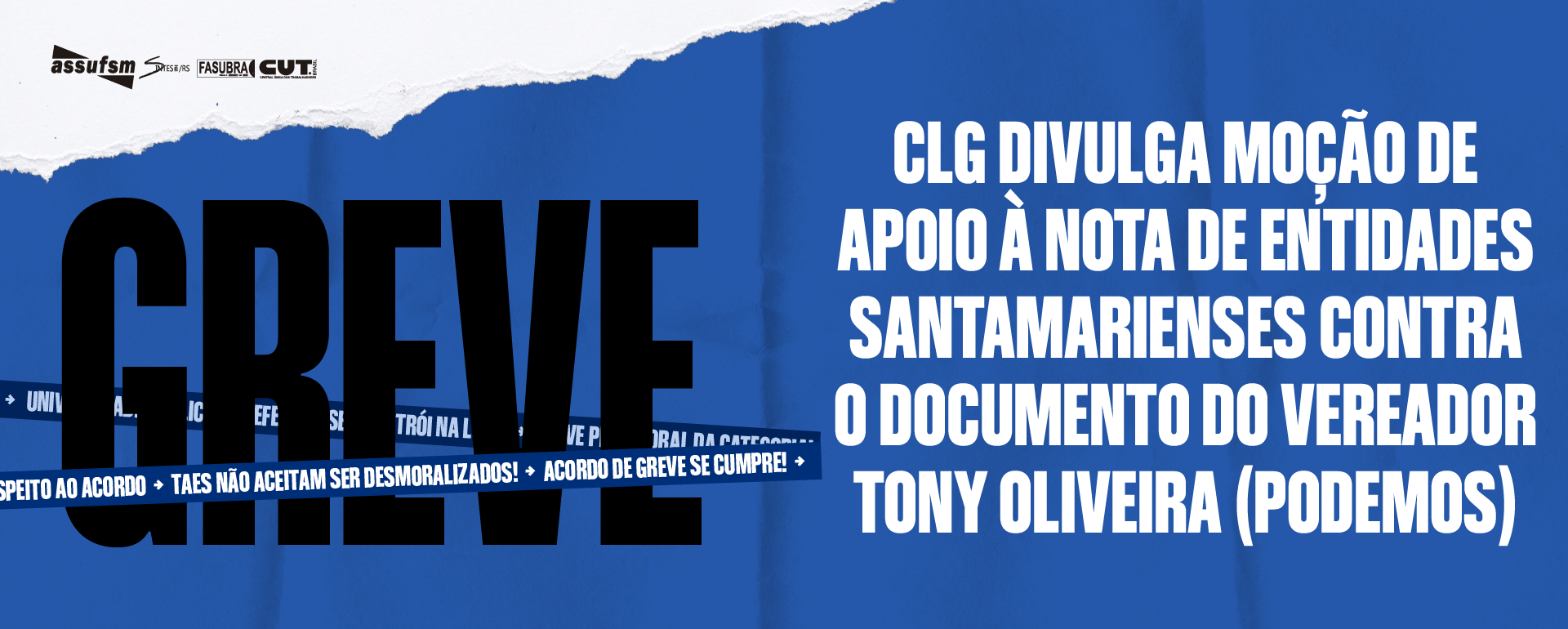 CLG publica Moção de repúdio ao requerimento encaminhado pelo vereador Tony Oliveira (PODEMOS)