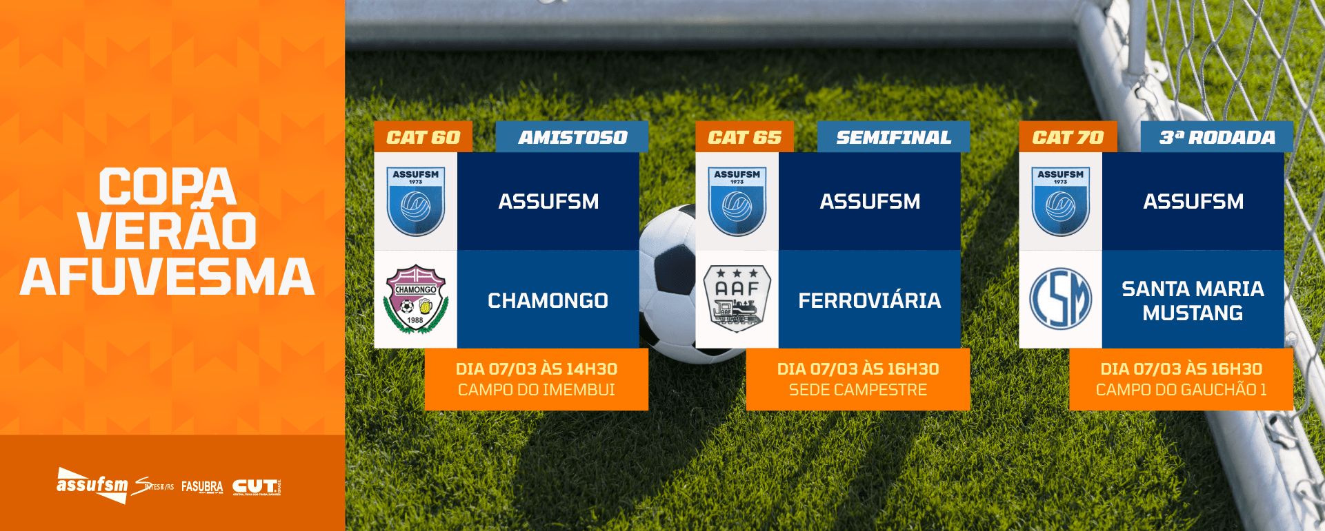 FUTEBOL: Confira os jogos da Assufsm pela Copa Verão da AFUVESMA 2026 neste sábado (07)