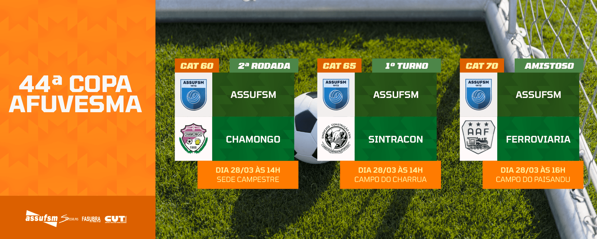 FUTEBOL: Confira os jogos da Assufsm pela Copa da AFUVESMA 2026 neste sábado (28)