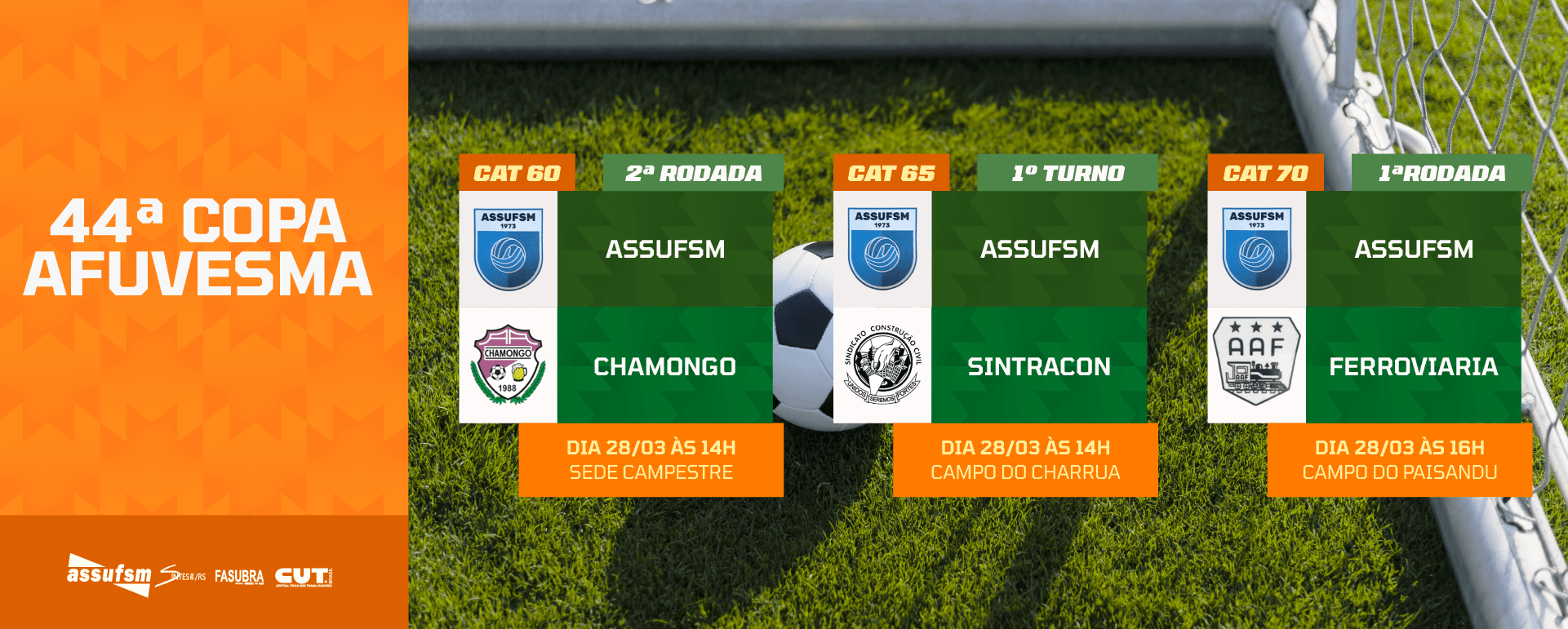 FUTEBOL: Confira os jogos da Assufsm pela Copa da AFUVESMA 2026 neste sábado (28)