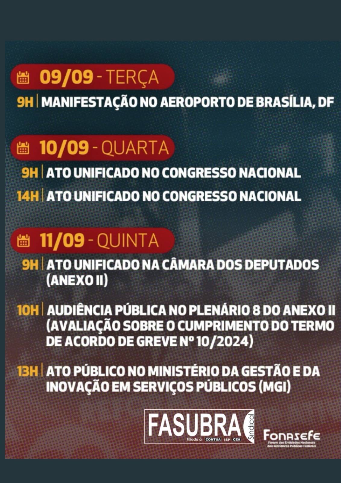 FASUBRA divulga agenda de lutas da semana, com paralisação de 48h nos dias 10 e 11 de setembro; veja o ofício de paralisação da Assufsm