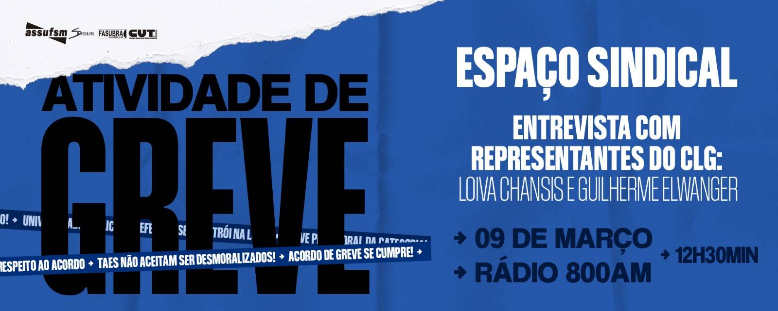 Espaço Sindical recebe representantes do CLG dia 9 de março às 12h30min para informes locais e nacionais