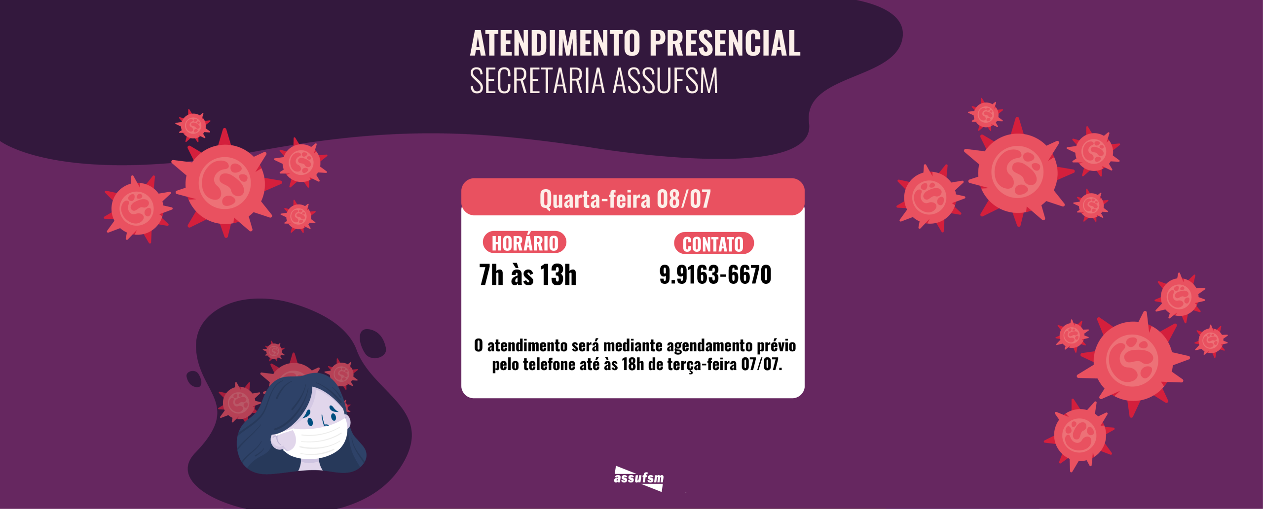 Plantão presencial da Assufsm acontece na quarta-feira (08)