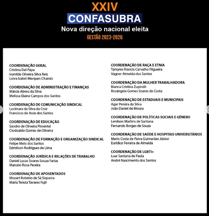 Nominata da nova direção da FASUBRA é oficializada