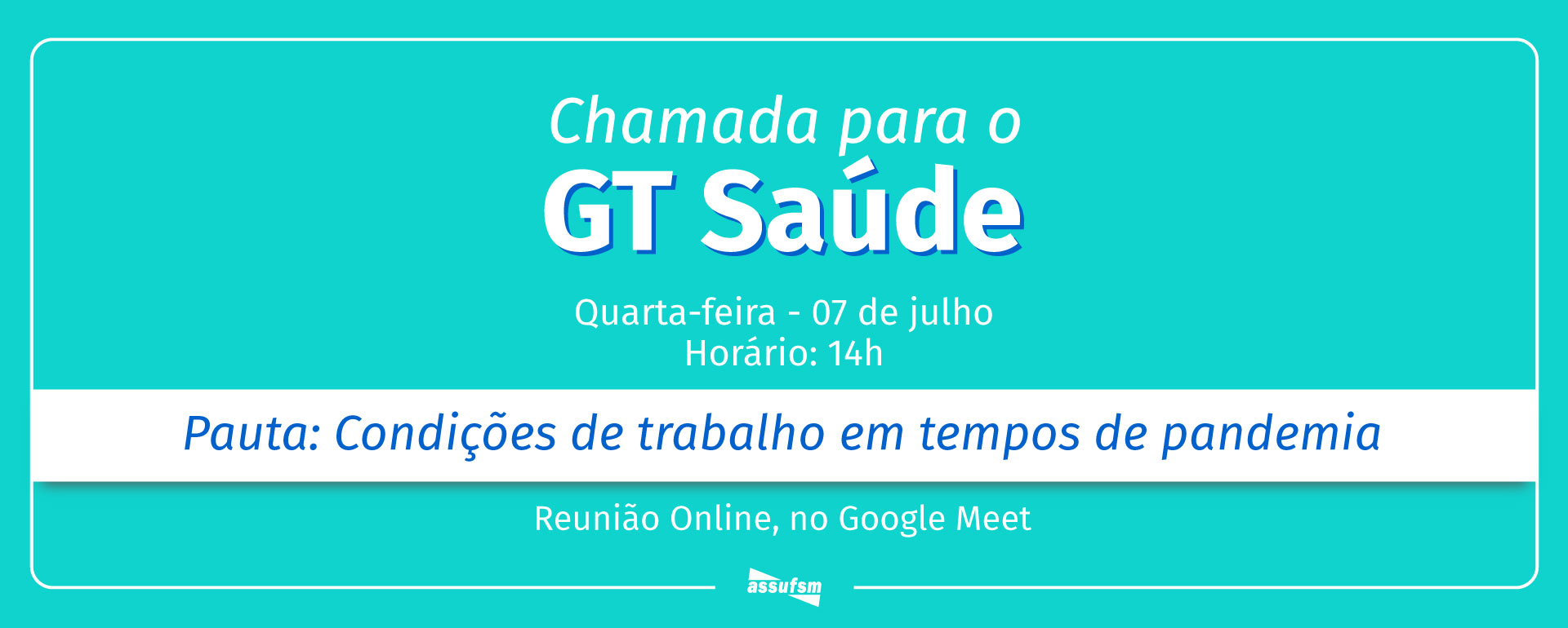 GT Saúde terá encontro virtual em 7 de julho