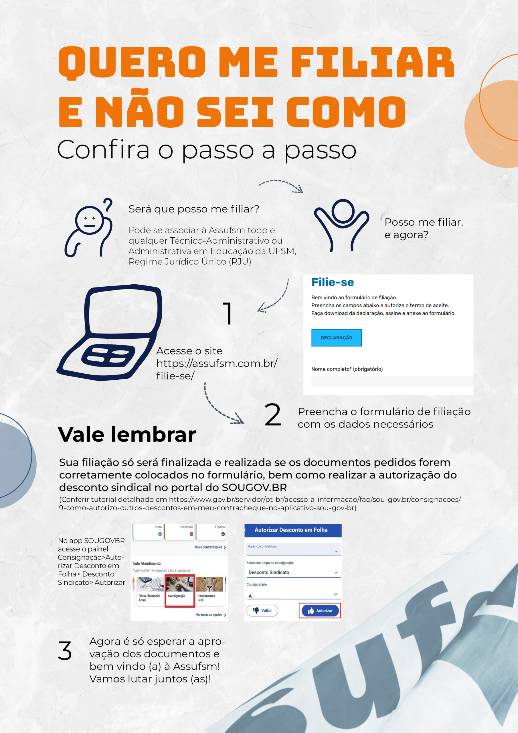 TUTORIAL DE FILIAÇÃO: Saiba como filiar-se à Assufsm através do site