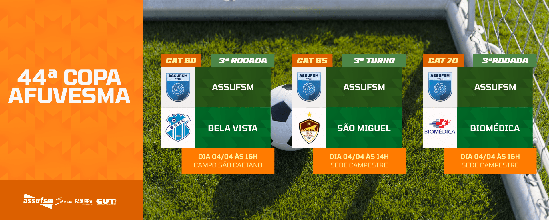 FUTEBOL: Confira os jogos da Assufsm pela Copa AFUVESMA 2026 neste sábado (04)