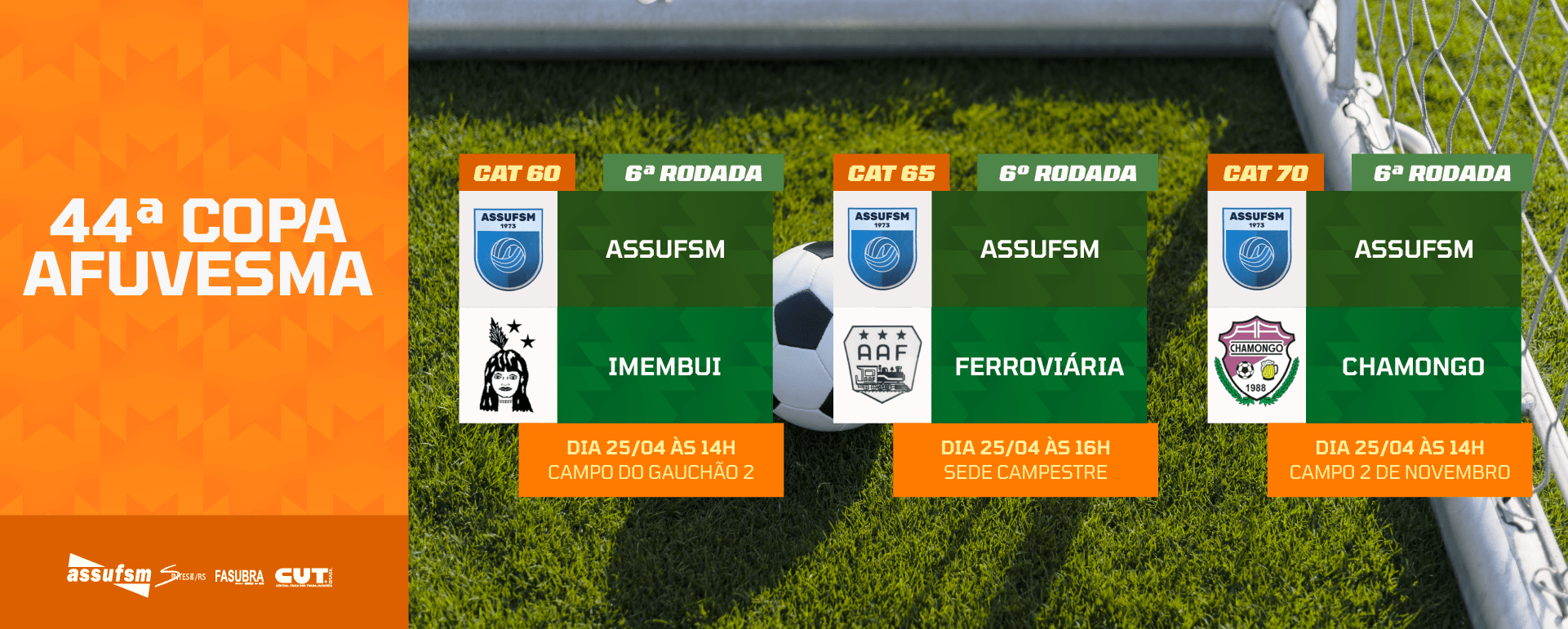 FUTEBOL: Confira os jogos da Assufsm pela Copa AFUVESMA 2026 neste sábado (25)