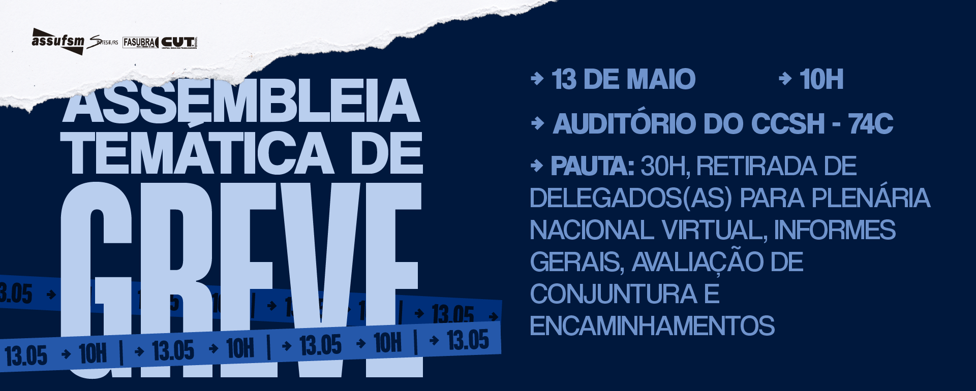 Assembleia temática de Greve debate terá 30h, vai retirar delegação para Plenária Nacional Virtual, informes gerais, análises de conjuntura e encaminhamentos na quarta-feira (13)