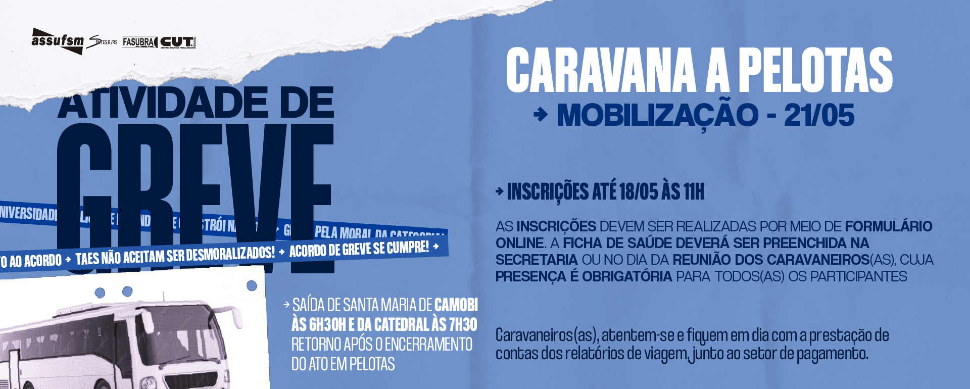 4º Ato Unificado Estadual de greve ocorre em Pelotas no dia 21 de maio