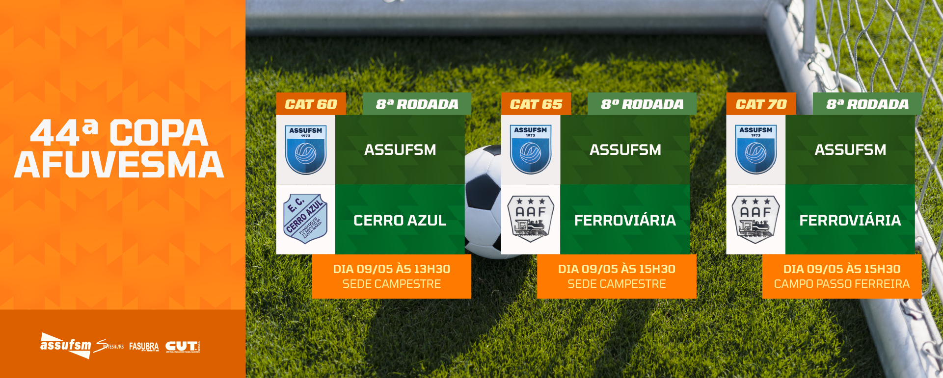 FUTEBOL: Confira os jogos da Assufsm pela Copa AFUVESMA 2026 neste sábado (09)