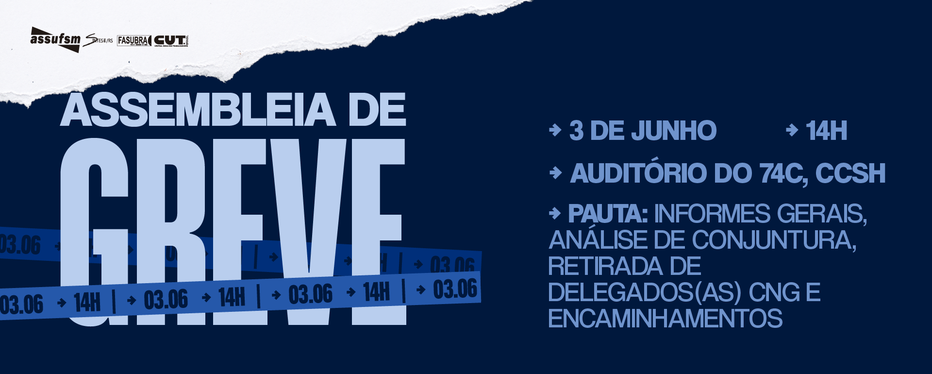 Assembleia de greve acontece na quarta-feira (03)