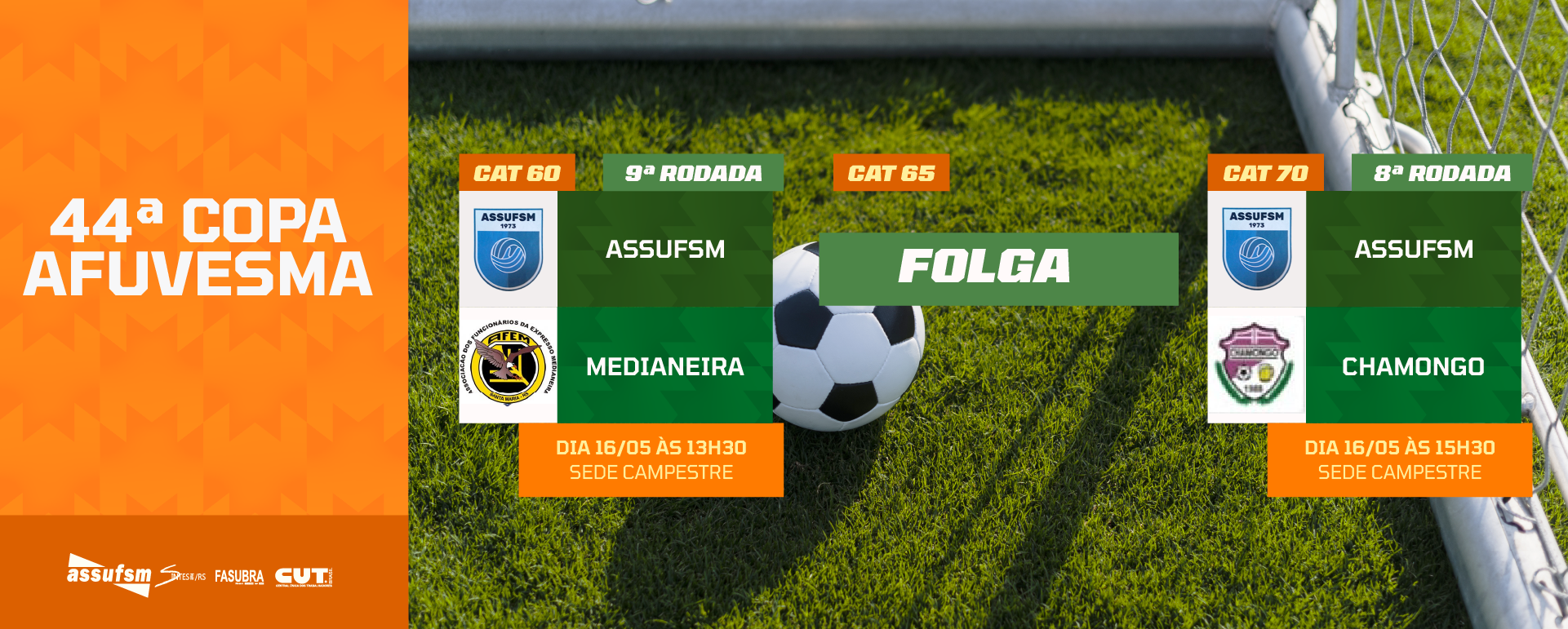 FUTEBOL: Confira os jogos da Assufsm pela Copa AFUVESMA 2026 neste sábado (16)
