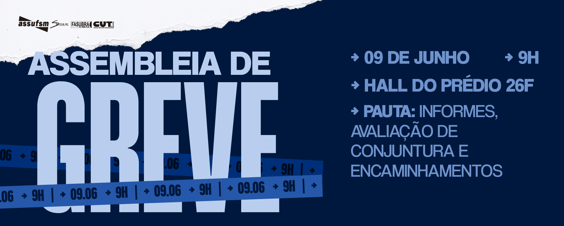 Assembleia de Greve acontece na terça-feira (09), excepcionalmente
