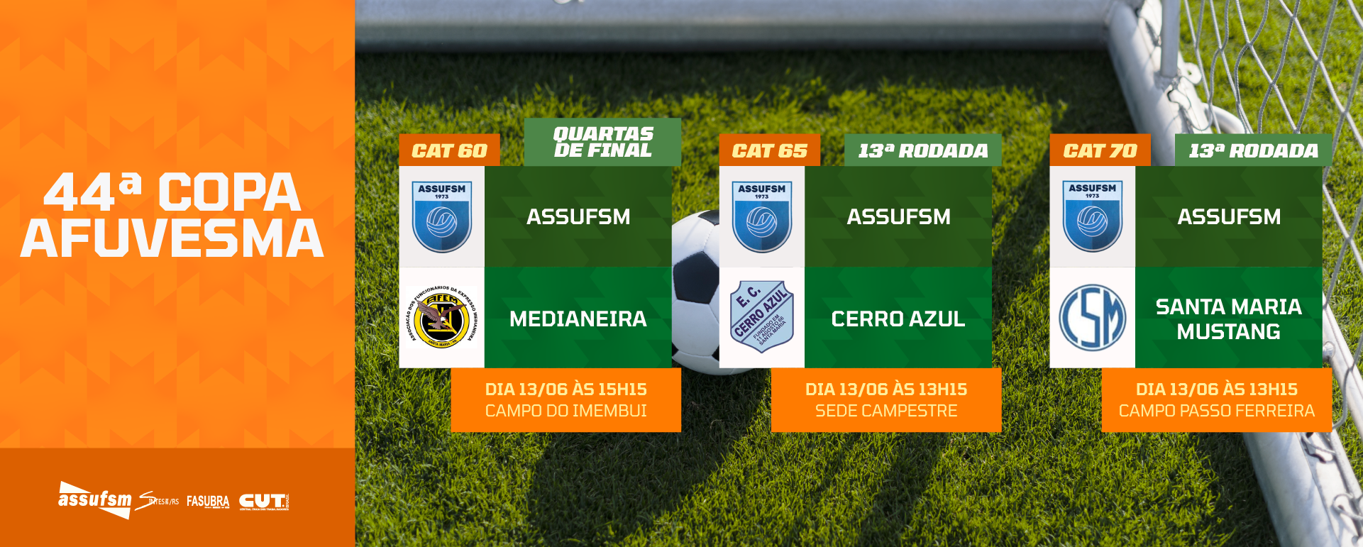FUTEBOL: Confira os jogos da Assufsm pela Copa AFUVESMA 2026 neste sábado (13)