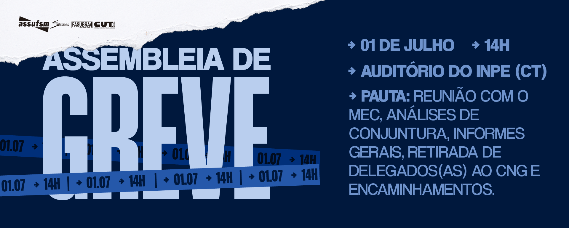Assembleia de Greve acontece na quarta-feira (01)