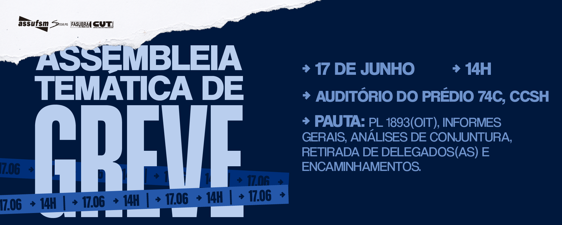 Assembleia Temática de Greve acontece na quarta-feira (17)