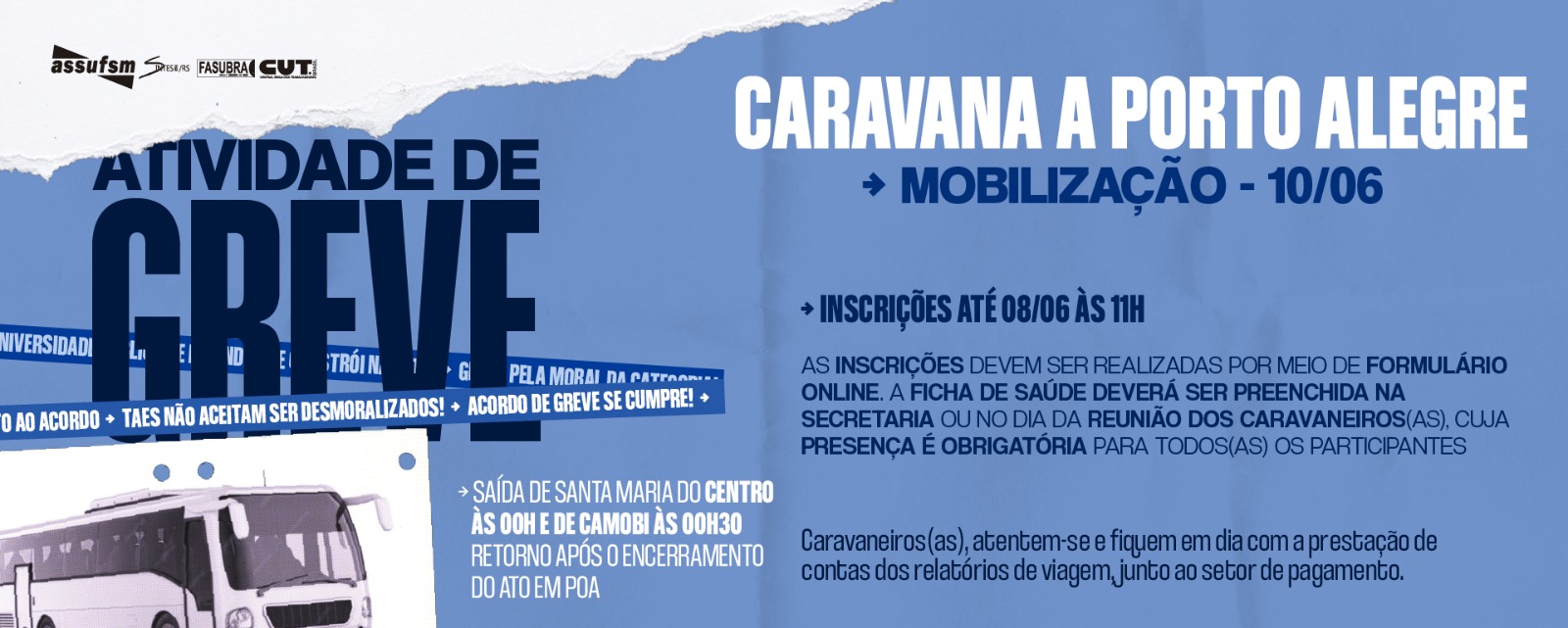 6º Ato Unificado Estadual de greve ocorre em Porto Alegre no dia 10 de junho