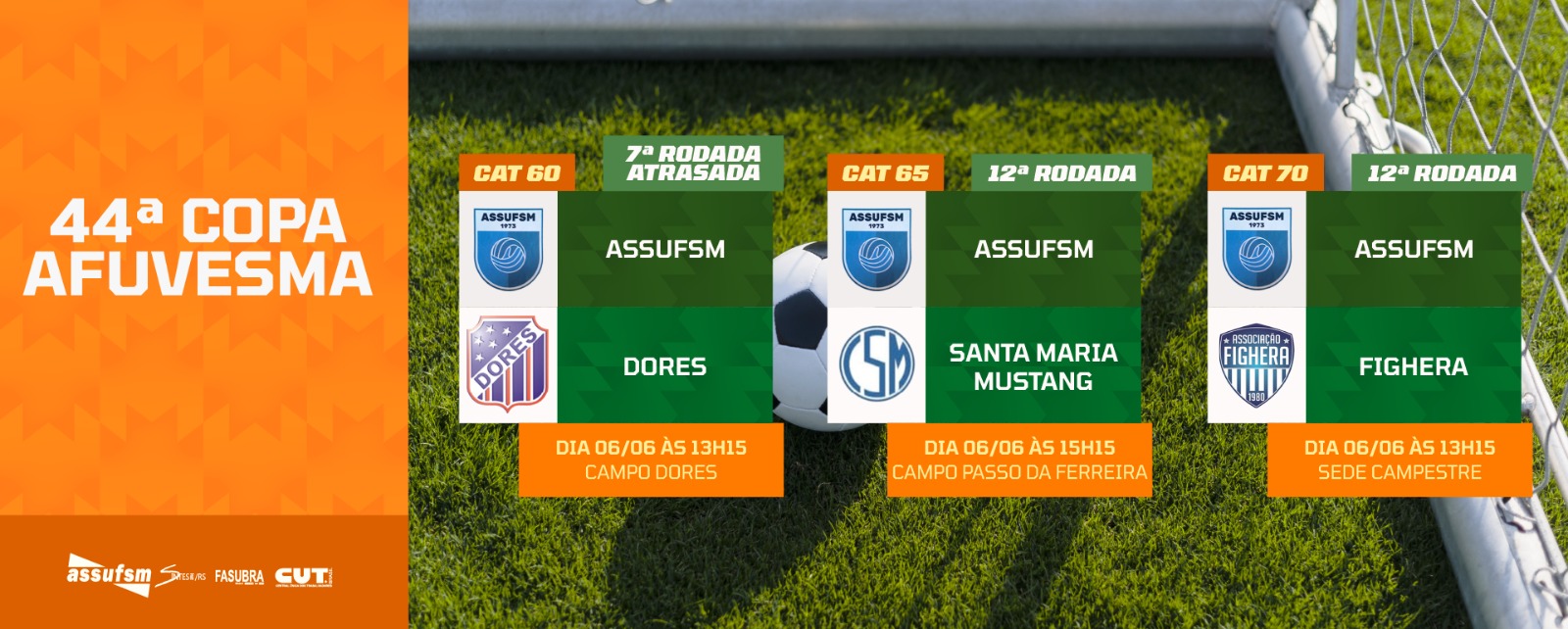 FUTEBOL: Confira os jogos da Assufsm pela Copa AFUVESMA 2026 neste sábado (06)