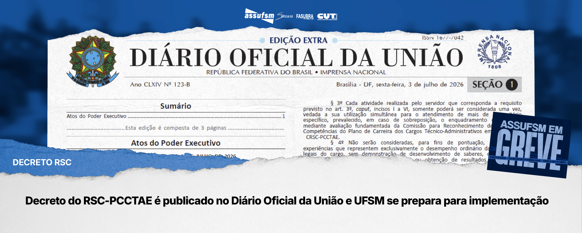 Decreto do RSC-PCCTAE é publicado no Diário Oficial da União e UFSM se prepara para implementação