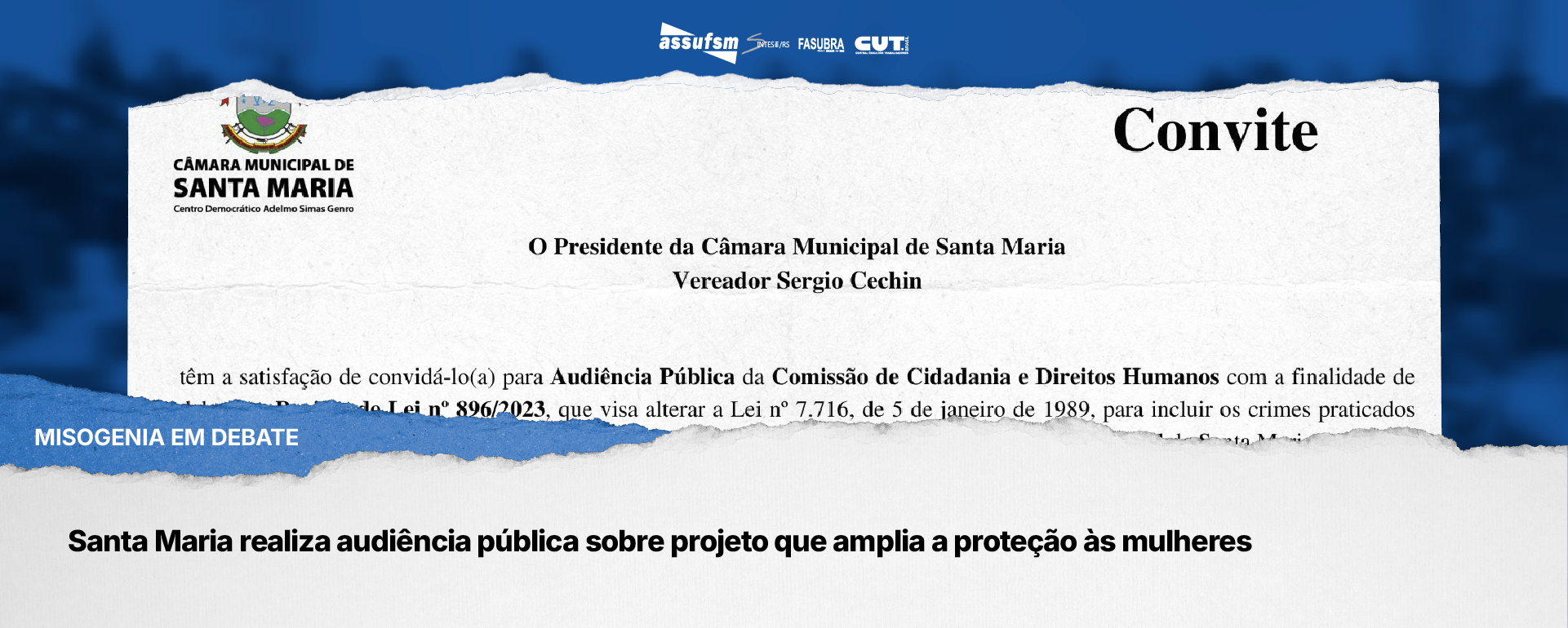 Misoginia em debate: Santa Maria realiza audiência pública sobre projeto que amplia a proteção às mulheres