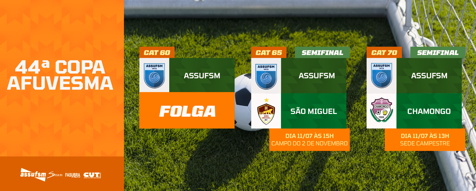 FUTEBOL: Confira os jogos da Assufsm pela Copa AFUVESMA 2026 neste sábado (11)