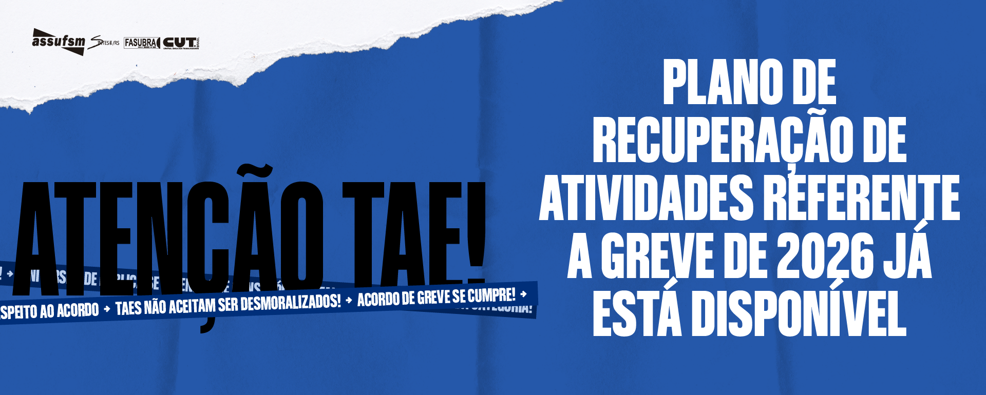 ATENÇÃO TAE: O Plano de Recuperação de Atividades represadas durante o movimento paredista de 2026 já está disponível