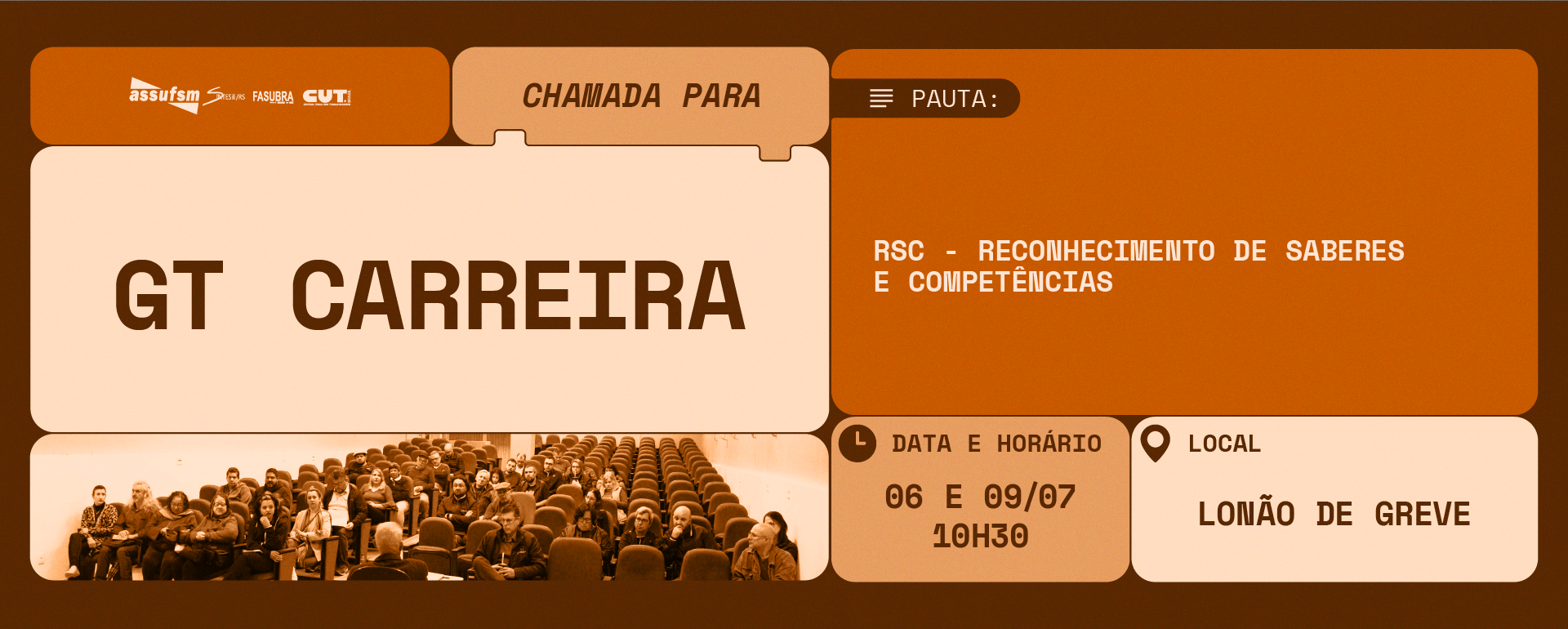GT Carreira se reúne na segunda e quinta-feira (06 e 09), no lonão da greve
