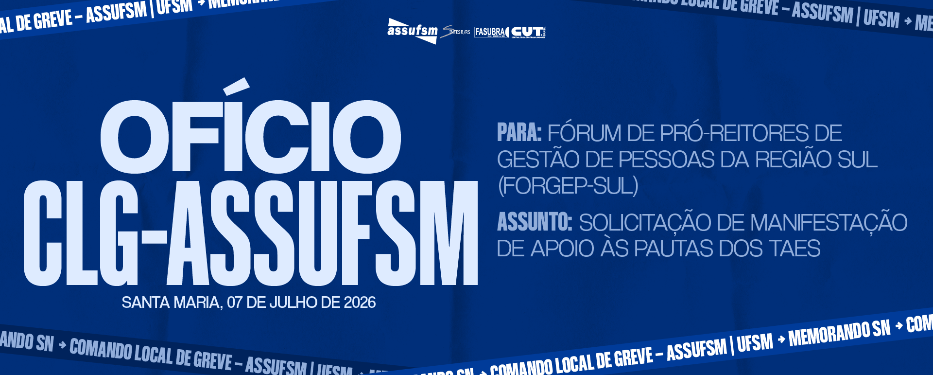 CLG encaminha ofício para Fórum de Pró-Reitores de Gestão de Pessoas da Região Sul