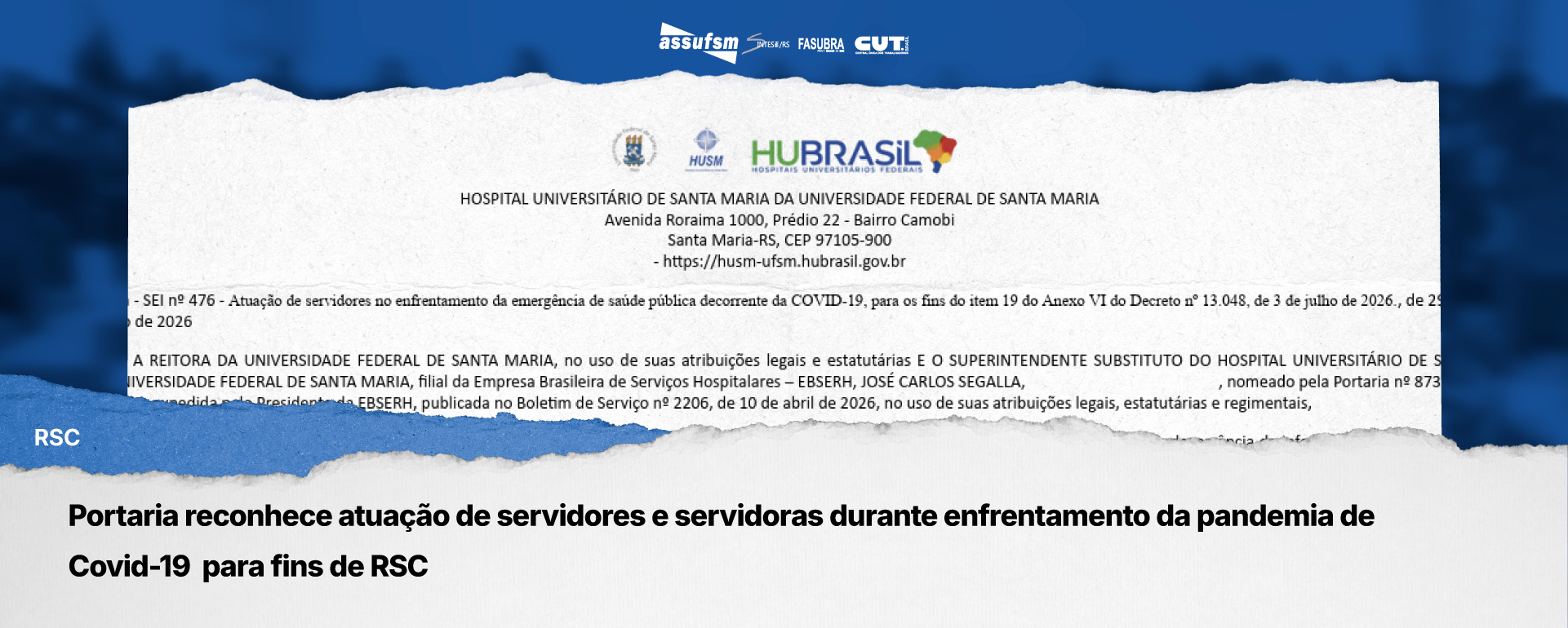 Portaria reconhece atuação de servidores e servidoras durante enfrentamento da pandemia de Covid-19  para fins de RSC