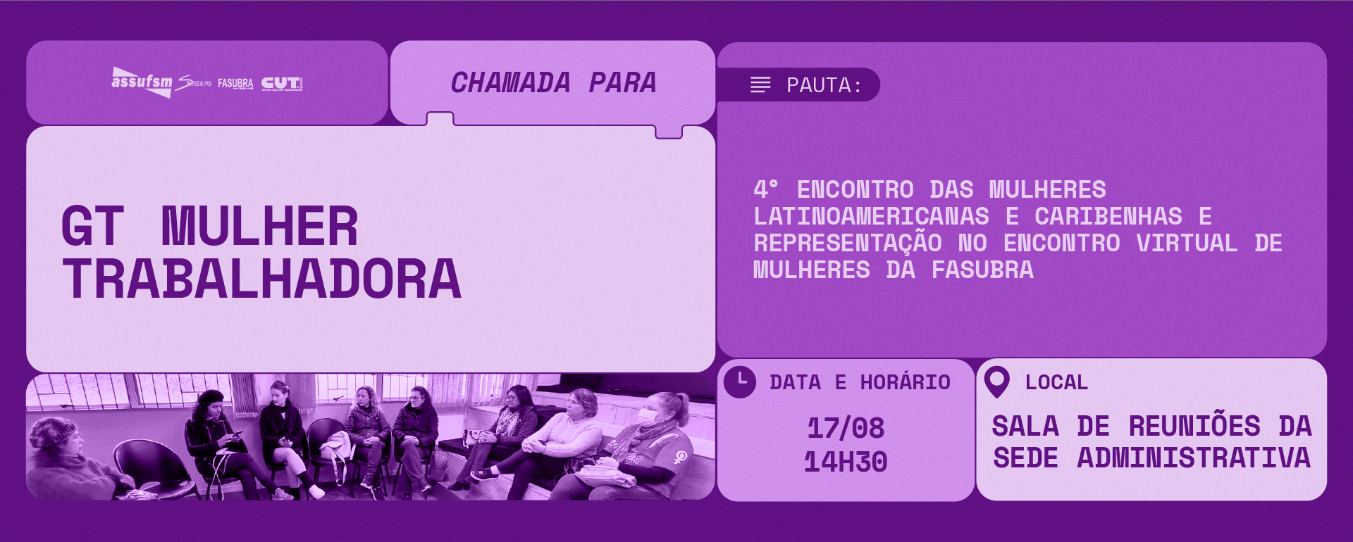 GT Mulher Trabalhadora da Assufsm se reúne na segunda-feira (17)
