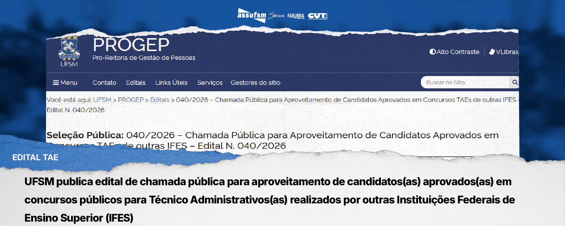 UFSM publica edital de chamada pública para aproveitamento de candidatos(as) aprovados(as) em concursos públicos para Técnico Administrativos(as) realizados por outras Instituições Federais de Ensino Superior (IFES)