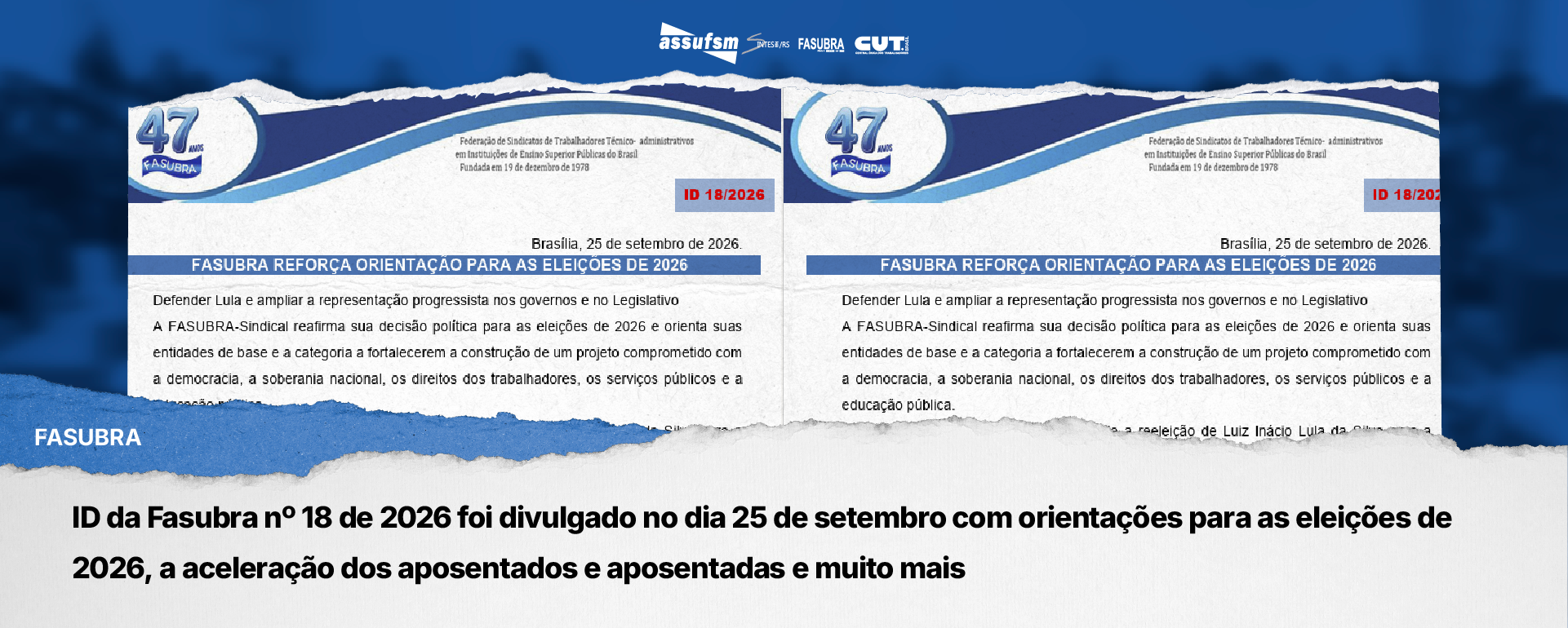 ID da Fasubra nº 18 de 2026 foi divulgado no dia 25 de setembro