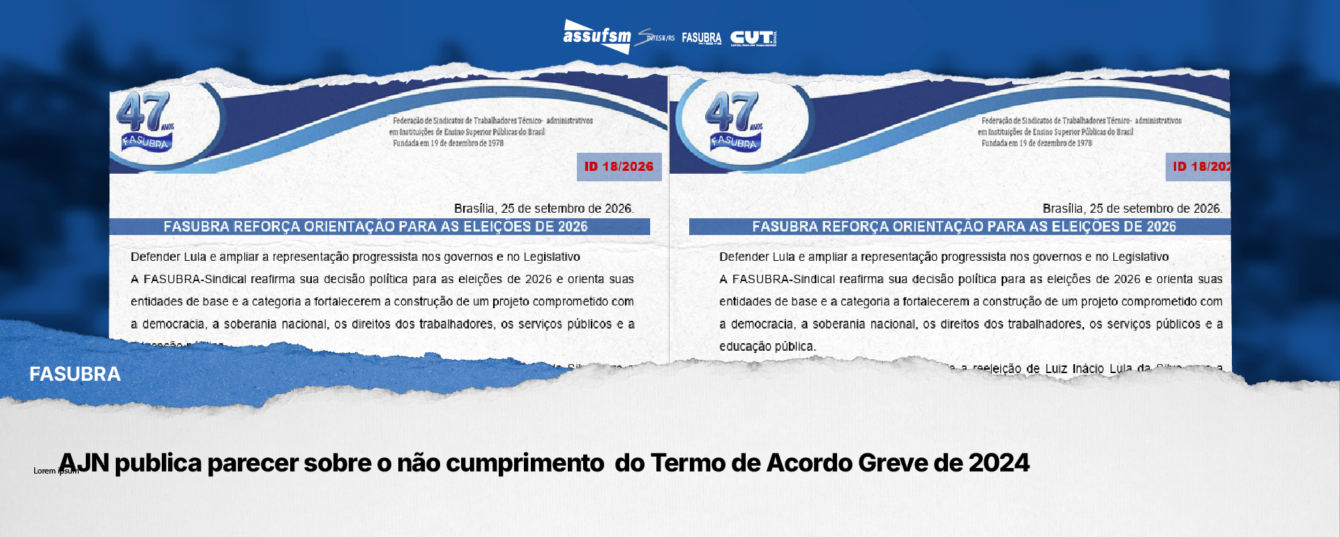 ID da Fasubra nº 18 de 2026 foi divulgado no dia 25 de setembro