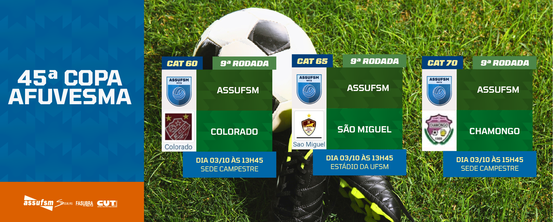 FUTEBOL: Confira os jogos da Assufsm pela Copa AFUVESMA 2026/2 neste sábado (03)