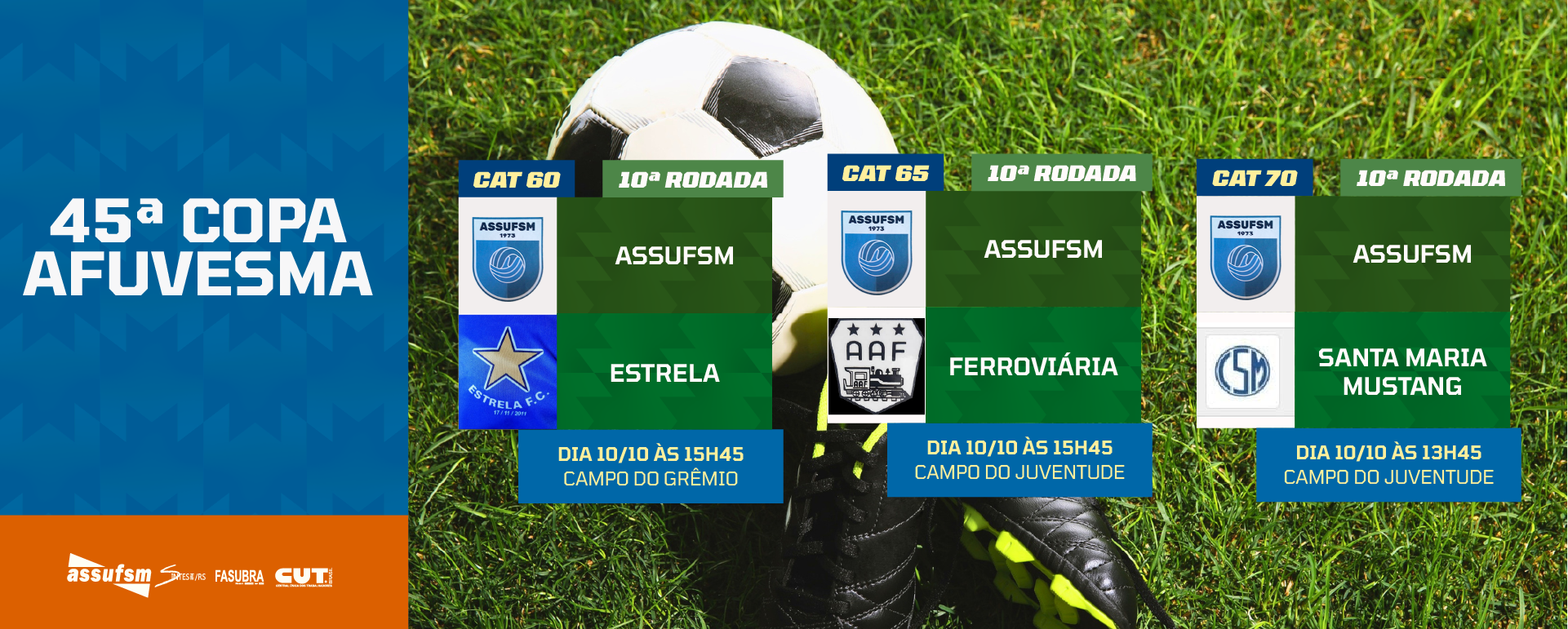 FUTEBOL: Confira os jogos da Assufsm pela Copa AFUVESMA 2026/2 neste sábado (10)