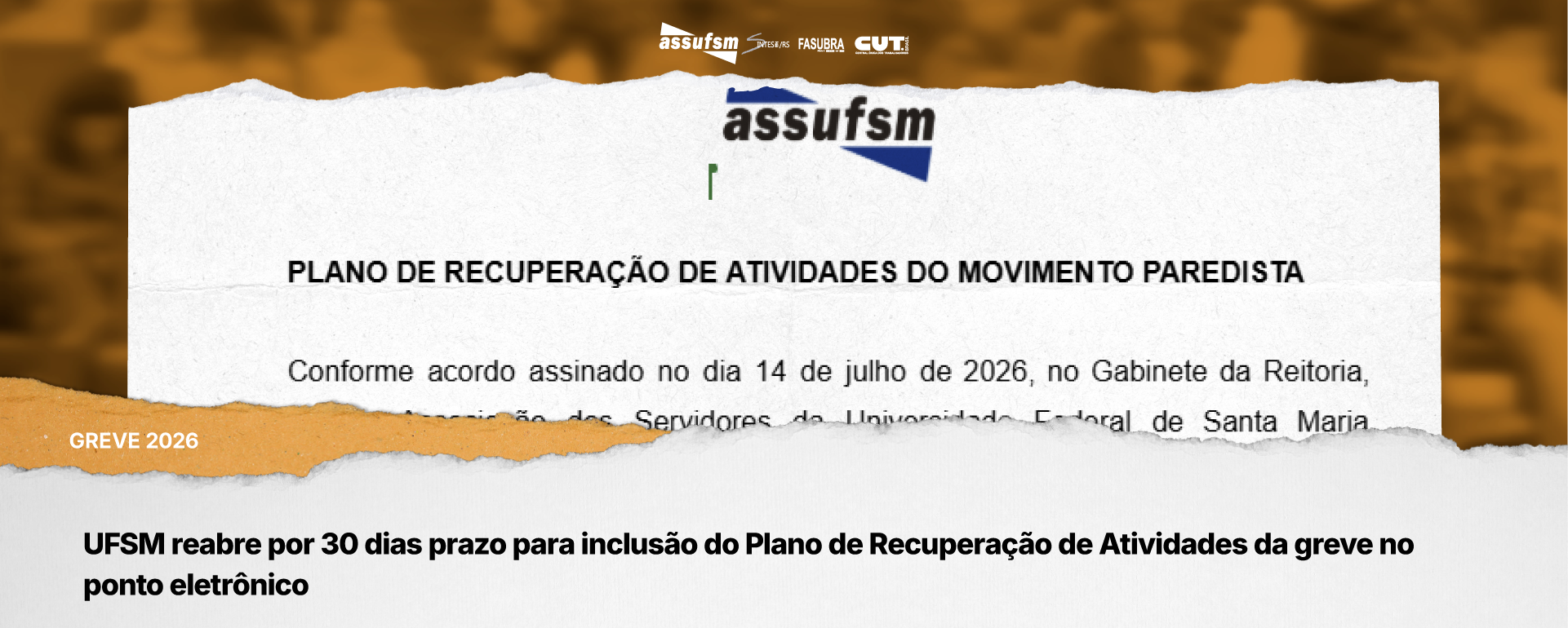 UFSM reabre por 30 dias prazo para inclusão do Plano de Recuperação de Atividades da greve no ponto eletrônico
